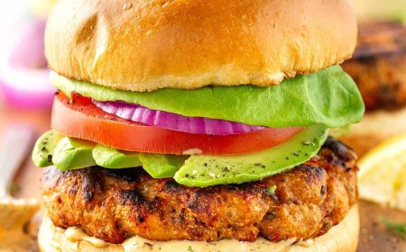 Fresh Salmon Burgers with Tangy Dill Sauce